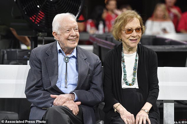 Carter pictured in 2018 with wife Rosalynn, to whom he was married for 77 years