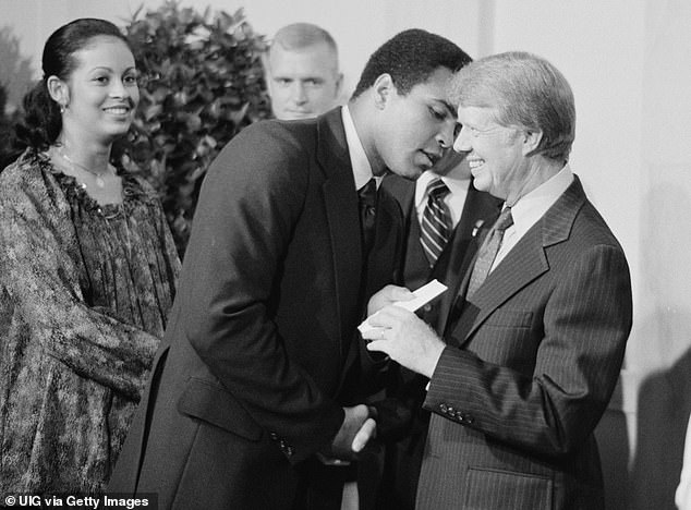 During Jimmy Carter's one term, there were many foreign policy issues, including the negotiation of the treaty that gave Panama control over the Panama Canal. The treaty was signed on September 7, 1977. Above, Muhammad Ali, left, with Jimmy Carter, right, at a White House dinner to celebrate the treaty signing