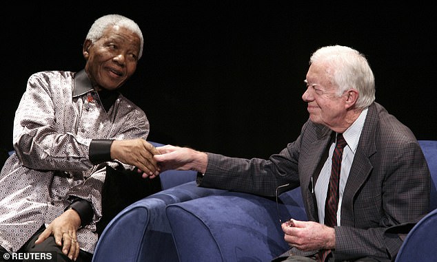 Carter continued to put his foreign affair expertise to use, and served as a freelance ambassador for a variety of international missions. During his post-presidency, Carter, right, also met with several leaders, including Nelson Mandela, left, the former president of South Africa, celebrating his 89th birthday in Johannesburg on July 18, 2007