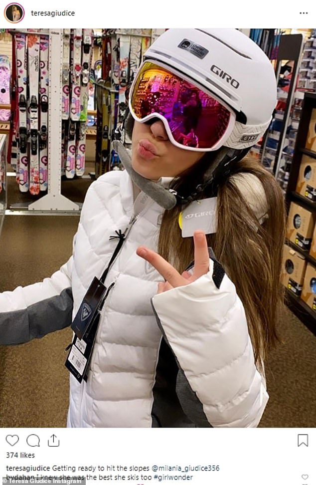 Winter beauty: Teresa Giudice is enjoying some winter fun with her daughter Milania, a photo of whom she posted to her Instagram feed on Friday decked out in ski gear