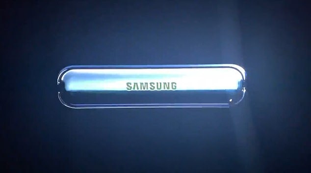 The base of the phone once folded shows the Samsung logo embossed in the metallic base