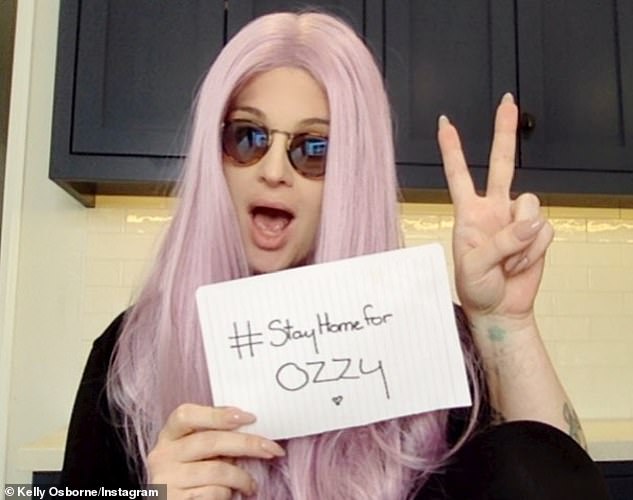 Sticking together: The Osbournes have been taking extra precautions when it comes to staying safe from COVID-19, due to Ozzy's health problems (pictured Kelly)