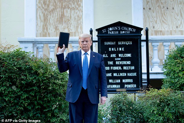 The peaceful demonstrators, gathered  to protest following the death of George Floyd, were cleared from the park when Trump made a the short walk across the street from the White House for a photo-op with his bible in front of St. John's Episcopal Church, which was set on fire by rioters the night before