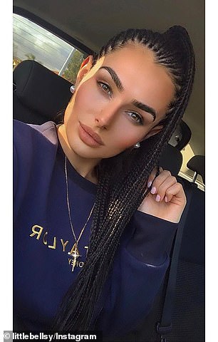 Same look: On her Instagram account, Arabella wore the same long braids in pictures shared seven and eight weeks ago