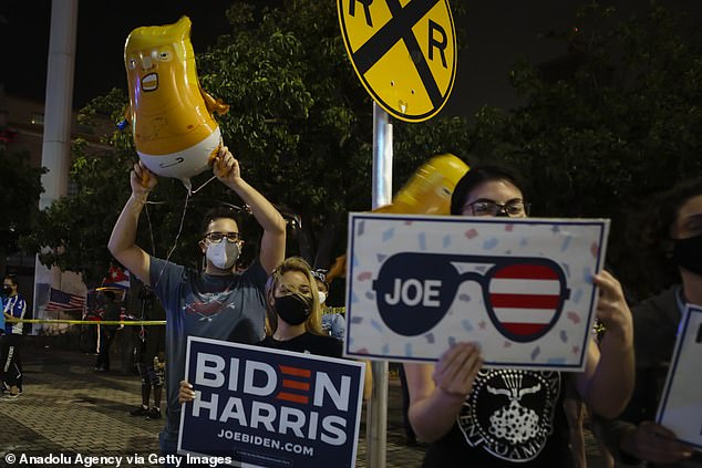 Demonstrators took to the streets all Saturday to celebrate Biden's projected win