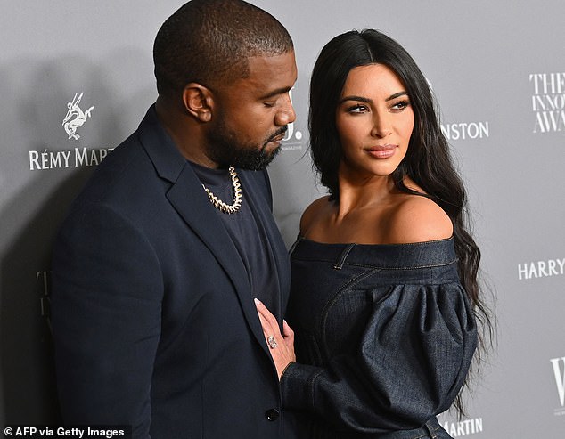 'Calm': It has also been reported that the SKIMS founder and Kanye have managed to keep 'things calm' during the ongoing divorce (pictured in 2019)