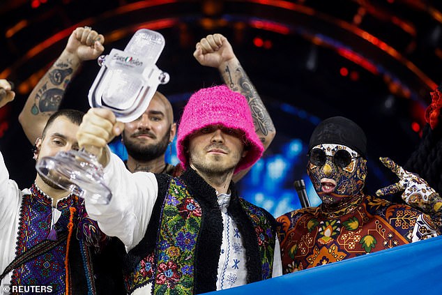 Impressive: Ukraine's group - made up of rapper Oleh Psiuk, Ihor Didenchuk, Vlad Kurochka, Tymofii Muzychuk and Oleksandr Slobodianyk - wowed with their performance