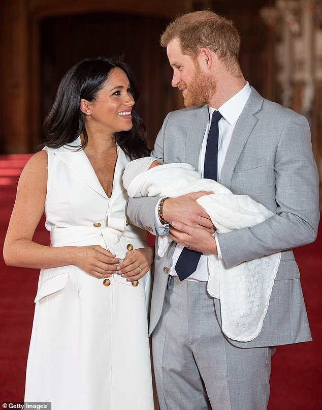 Prince Harry and Meghan Markle's oldest child, Archie was born at 5.26am on May 6, 2019, at the private Portland Hospital in London's west end, weighing 7lbs 3oz. Pictured: Harry and Meghan with their son Archie at Windsor Castle