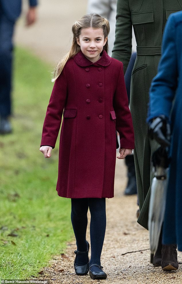 Princess Charlotte's birth was shared on Twitter on May 2, 2015, later followed up with the traditional easel announcement. Pictured: Princess Charlotte attending a Christmas Day service at Sandringham Church