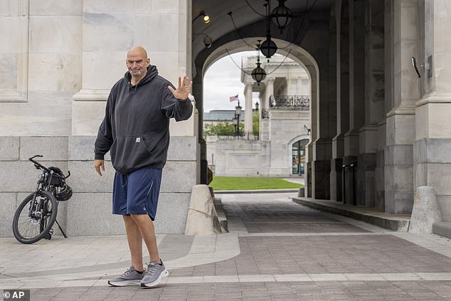 Senate Majority leader Chuck Schumer relaxed the chamber's dress code in September, something Fetterman - who dressed down while presiding over the Senate to jokes from colleagues - told Colbert he 'never asked for'