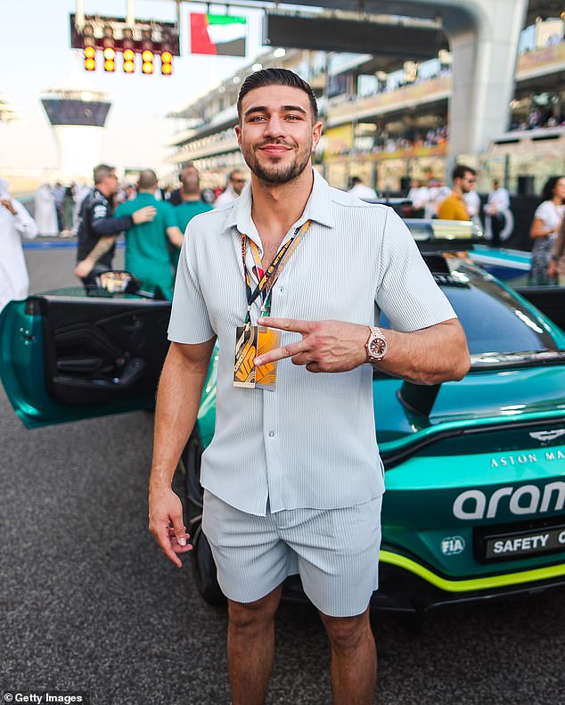 Tommy's trips abroad are believed to have become a bone of contention. Pictured: Tommy Fury at the Abu Dhabi Grand Prix in November 2023