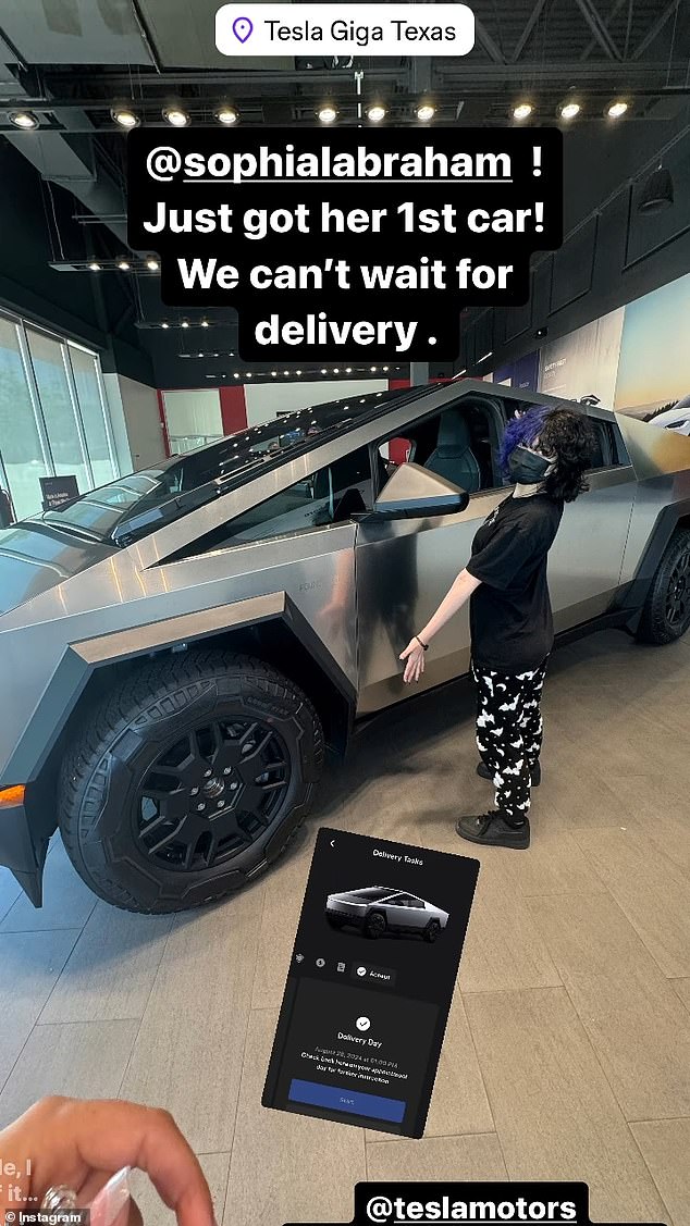 The reality star, 33, bought a $123k Tesla Cybertruck Cyberbeast Foundation for the teenager - who will turn 16 in February - despite Sophia not even having a drivers license yet