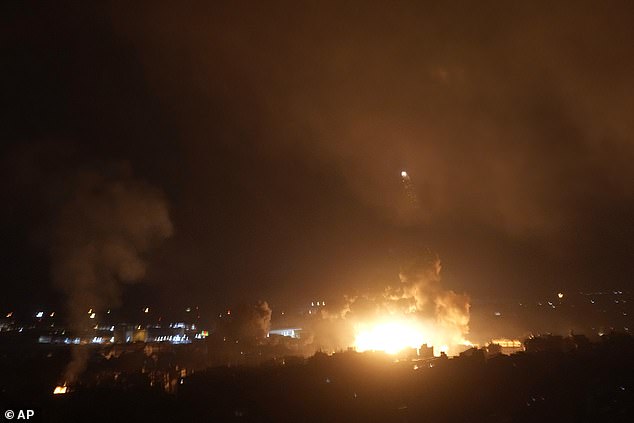 Flames rise from Israeli airstrikes in Dahiyeh, Beirut, Lebanon