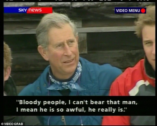 2005: ‘That awful man . . .’ Unaware microphones are on, Charles is recorded airing his views on the BBC’s royal correspondent Nicholas Witchell during a photocall before his 2005 wedding to Camilla Parker Bowles. ‘These bloody people. I can’t bear that man. I mean, he’s so awful, he really is.’ Note that bandana again!