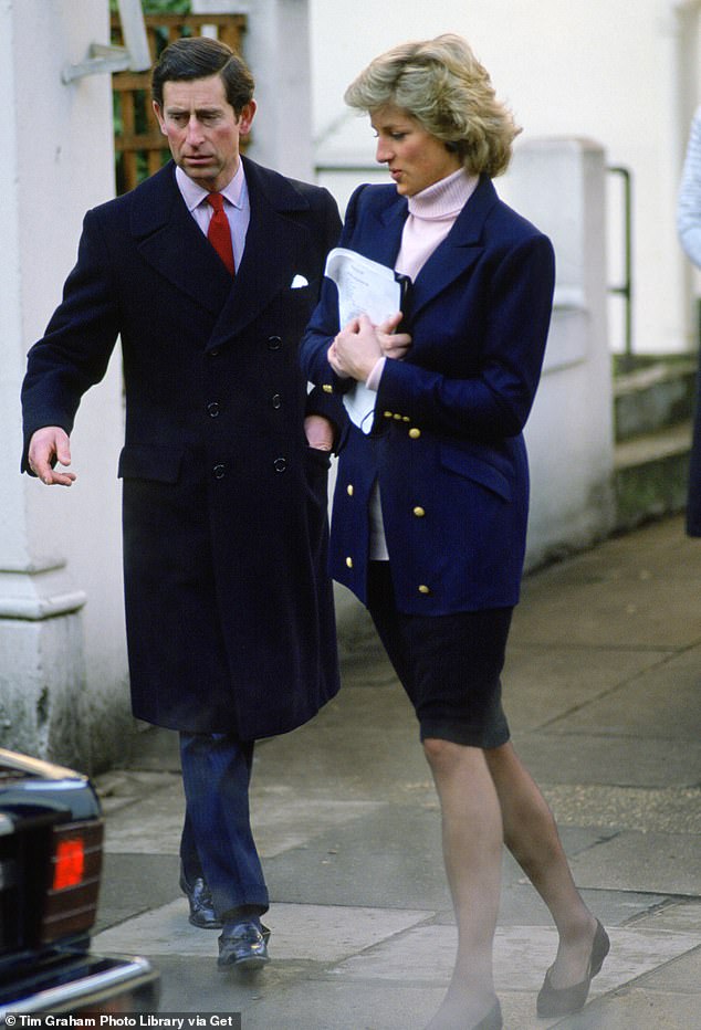 Prince Charles and Princess Diana pictured leaving Harry's school after watching him perform in 1987