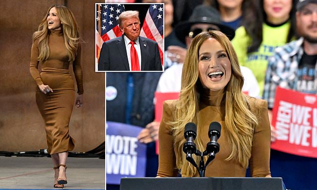 Jennifer Lopez goes after Trump comic's Puerto Rican dig as she asks voters to give Kamala