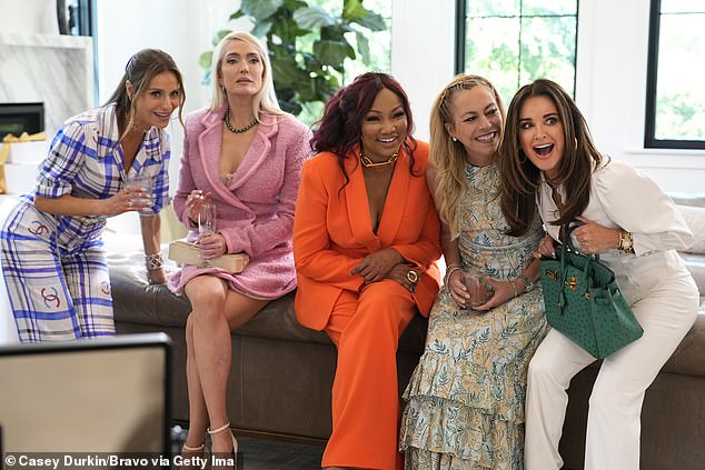 The Real Housewives of Beverly Hills airs Tuesdays at 8 p.m. ET/PT on Bravo, and can also be streamed the next day on Peacock; (L-R) Dorit, Erika, Garcelle Beauvais, Sutton, Kyle