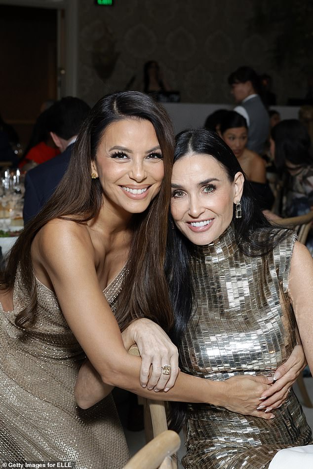 She was also spotted with Demi Moore (pictured), Melanie Griffith, Danielle Deadwyler and Ariana Greenblatt as the women enjoyed the celebratory evening