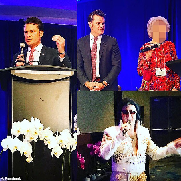 The California Federation of Republican Women shared images showing Hegseth speaking at a women's conference at the Hyatt Regency Monterrey Hotel and Spa in October 2017