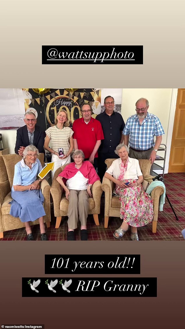 In two other frames, Naomi is seen celebrating her nan's 100 milestone with family and friends