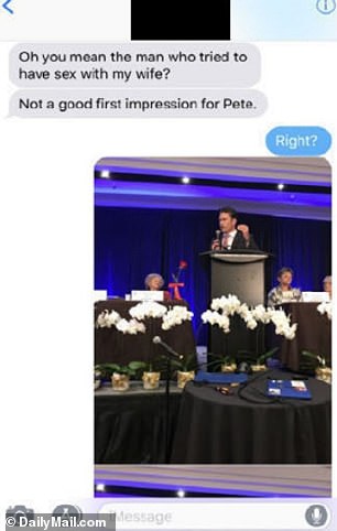 The text exchange took place during an October 2017 convention