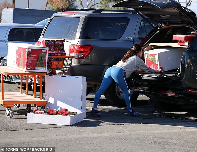 Richards purchased an adorable standing Santa Claus figurine, several boxes of ornaments, two Christmas trees and gorgeous wreath