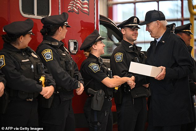 President Joe Biden brought pumpkin pies to firefighters