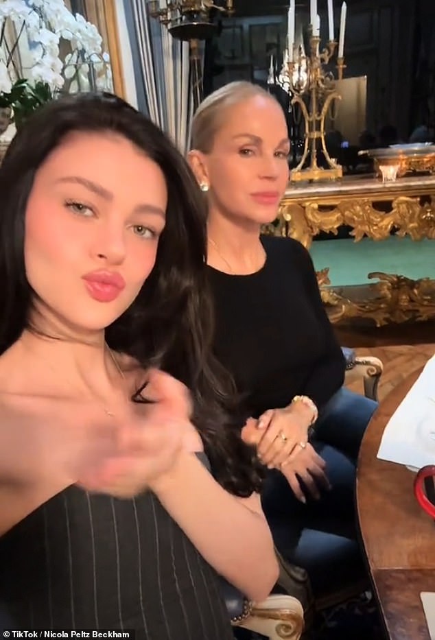 Nicola pouted and blew kisses at the camera with her former model mother Claudia