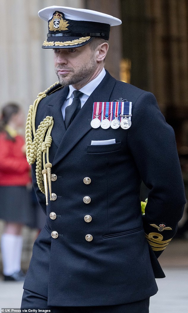 The lieutenant commander was first appointed to the household in 2020, when William and Kate were Duke and Duchess of Cambridge. Pictured in March this year