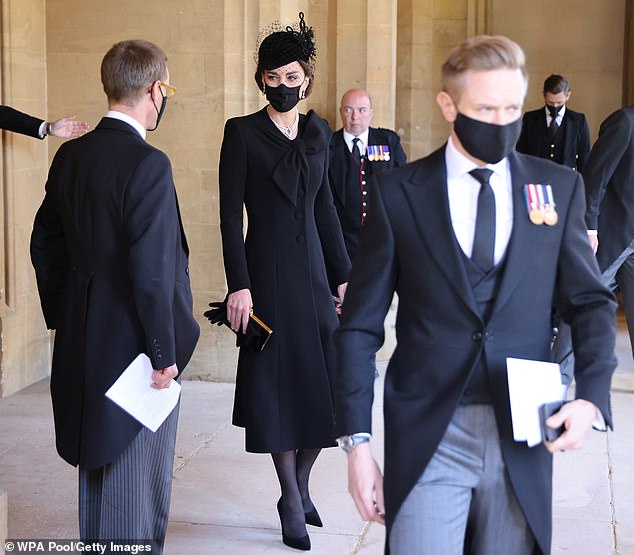 Kate is pictured with Rob Dixon during Prince Philip's funeral in April 2021