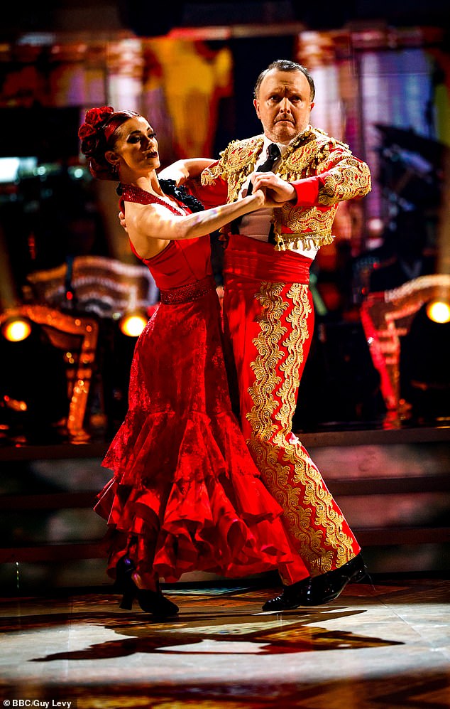 Chris and partner Dianne Buswell earned 33 points with their fiery Paso Doble