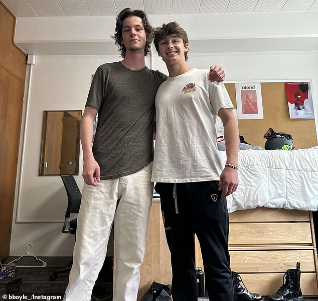 Bronson Boyle (left), who shared a room with Dixon at USC, shared a photo of them standing in their dorm room calling him 'the best roommate and friend I ever could've asked for'