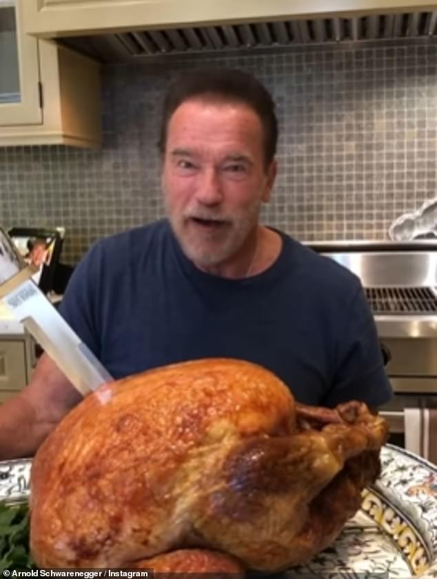 The star is pictured on Thanksgiving Day 2020 in his LA home