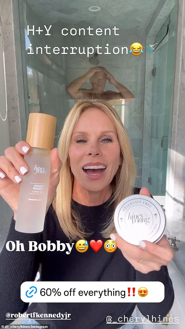 It appears all is well between Cheryl Hines and Robert F. Kennedy Jr., as the actress posted a video of the Secretary of Health and Human Services nominee nude in the shower to social media Friday