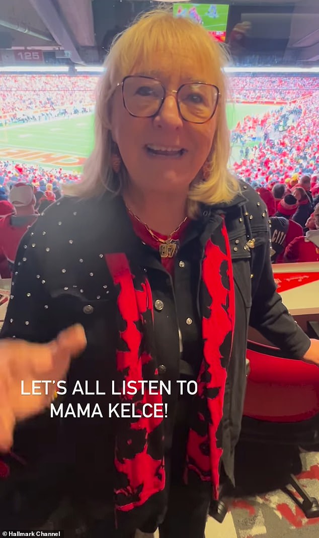 Donna flaunted her own gold version of the necklace in a short reel uploaded to Hallmark Channel's main Instagram page as she promoted the upcoming film titled, Holiday Touchdown: A Chiefs Love Story Movie