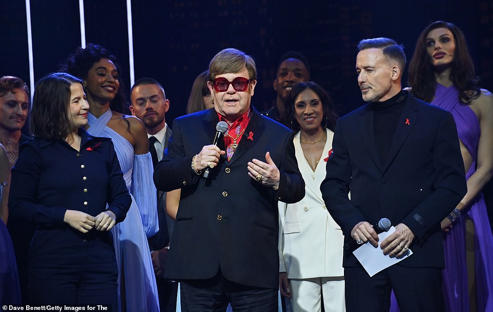 Sir Elton, 77, was assisted offstage by Furnish, 62, with the icon crediting his husband for helping him since his eyesight faltered