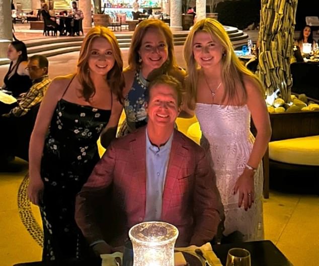 According to Forbes, her 50-year-old father, Holden, is worth a whopping $3.7 billion and is the managing partner of private equity firm, Thoma Bravo. Pictured with his daughters and wife