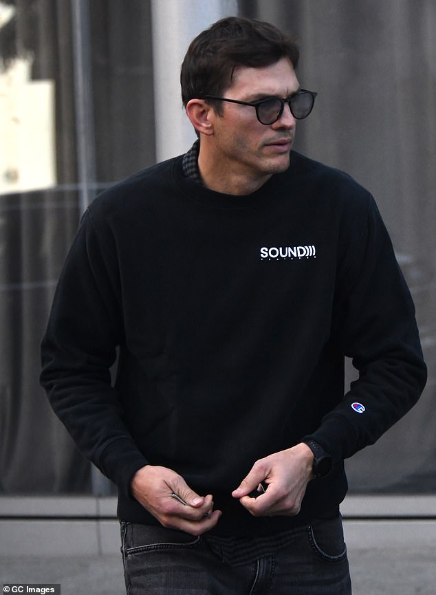 He wore a sweatshirt for his venture capital and private equity firm Sound Ventures. He wore it over a black-and-gray gingham shirt with black jeans and white New Balance trainers