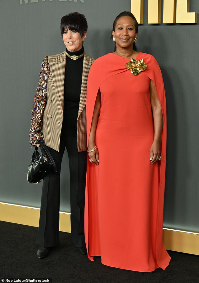 Songwriter Diane Warren, 68, posed with Netflix CEO Ted Sarandos' wife, Nicole Avant, 56, on the red carpet