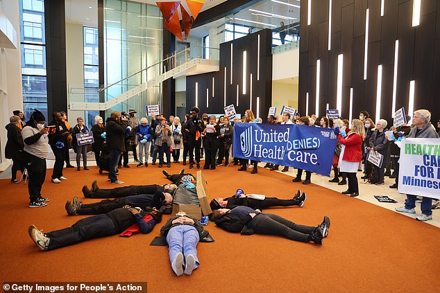 UnitedHealthcare's parent company, UnitedHealthcare Group (UHG), has come under fire in recent years by furious patients who claim the insurer refused to cover their care - leaving them out of pocket or struggling without medical attention. (Pictured: a July protest)