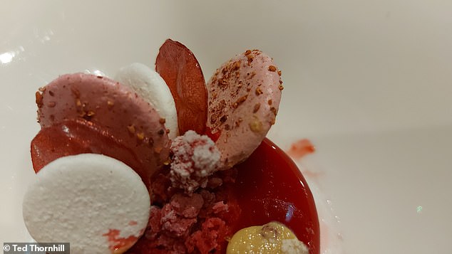 The English Raspberry dessert denouement (above) is 'exquisite', remarks Ted