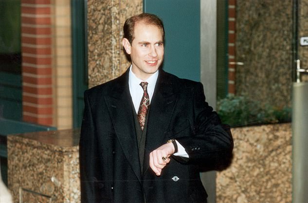 Prince Edward in 1993 as he checks his watch before going to work at his own television production company