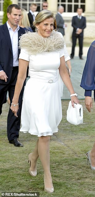 The then Countess of Wessex glorious in a feathered frock in 2013