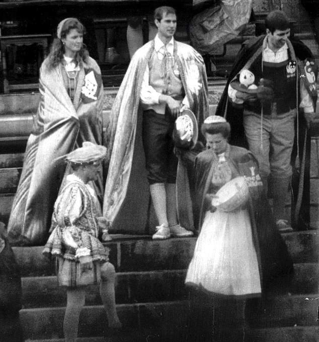 Sarah Ferguson, Princes Edward and Andrew and Princess Anne on It's A Royal Knockout in 1987