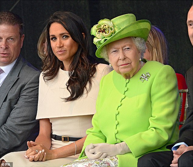 Queen Elizabeth II and the Duchess of Sussex at the opening of the new Mersey Gateway Bridge, in Widnes, Cheshire, on June 14, 2018