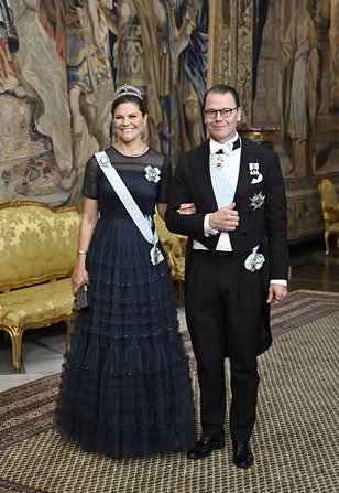 Crown Princess Victoria of Sweden dazzles at King Carl Gustaf XVI's Nobel Prize dinner -