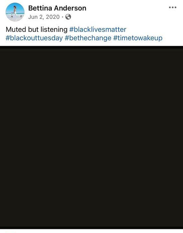 She posted in 2020 the black screen that virtue signaled to other users that she supported the Black Lives Matter movement