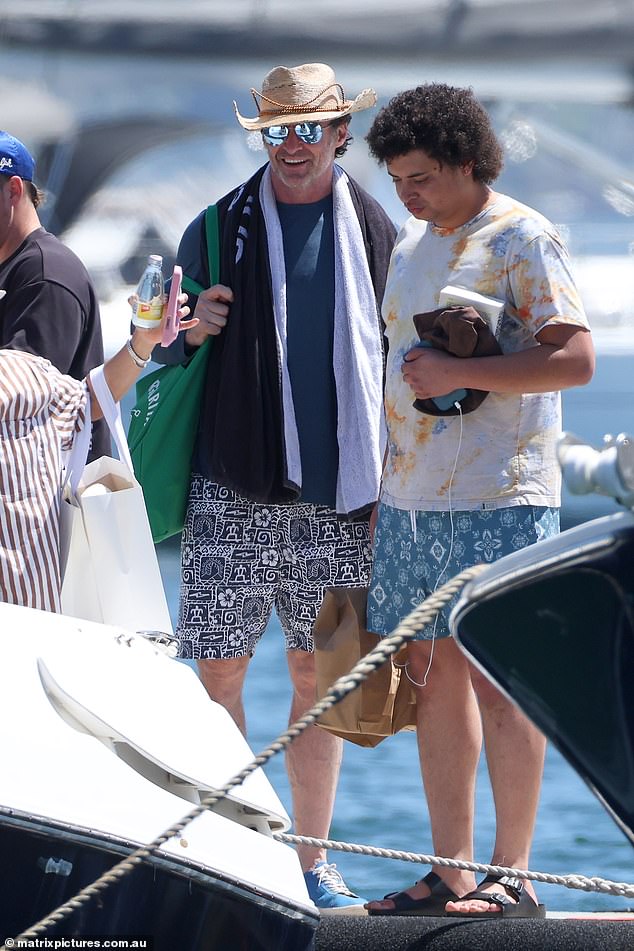 Hugh looked clearly thrilled to be spending quality time with his family, giving off a relaxed air