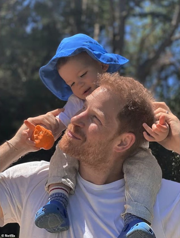 Prince Harry with Archie in the couple's 2022 Netflix documentary Harry & Meghan