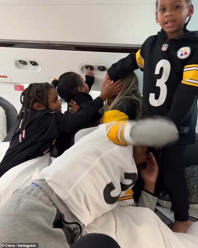 The 39-year-old took to social media to give followers a behind the scenes look at her life during Game Day with her kids ¿ Future, 10, Sienna, seven, Win, four, and one-year-old Amora